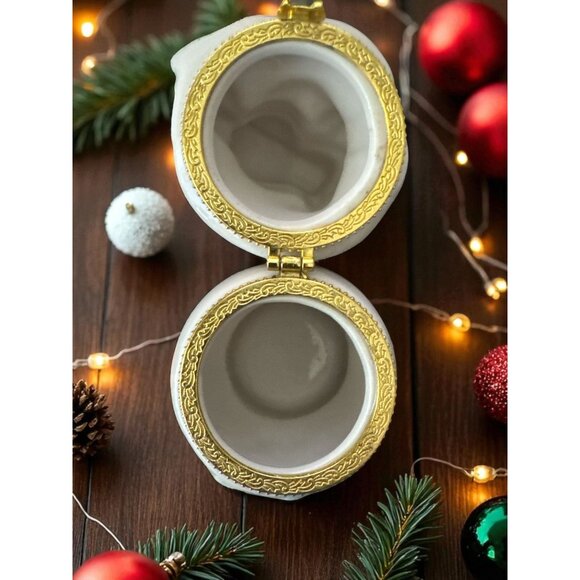 Vintage Snowman Limoges Porcelain Hinged Trinket Jar Holiday Decor - Picture 6 of 13